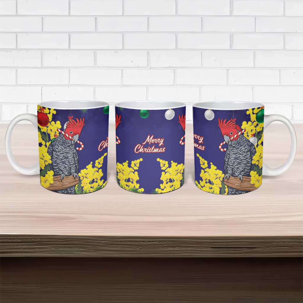 Australia Gang-gang Cockatoo Christmas Ceramic Mug Callocephalon Fimbriatum Golden Wattle Blue - Aussie Hoodie