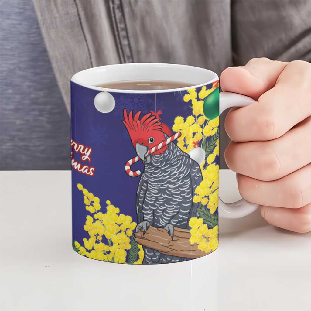 Australia Gang-gang Cockatoo Christmas Ceramic Mug Callocephalon Fimbriatum Golden Wattle Blue - Aussie Hoodie