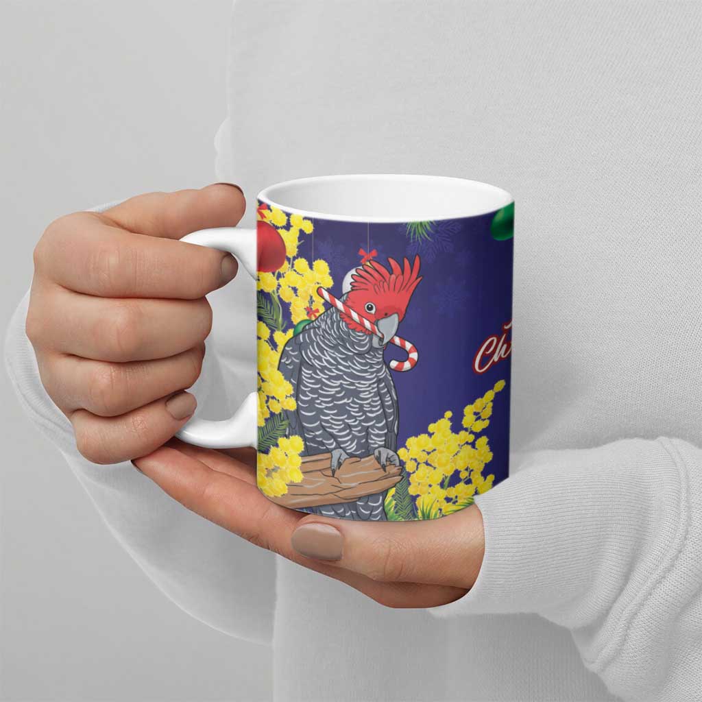 Australia Gang-gang Cockatoo Christmas Ceramic Mug Callocephalon Fimbriatum Golden Wattle Blue - Aussie Hoodie