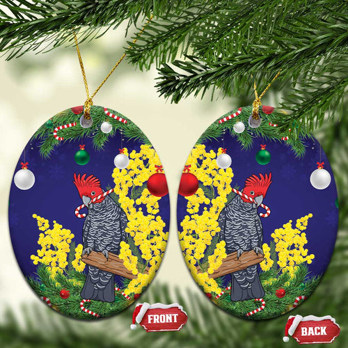 Australia Gang-gang Cockatoo Christmas Ceramic Ornament Callocephalon Fimbriatum Golden Wattle Blue - Aussie Hoodie