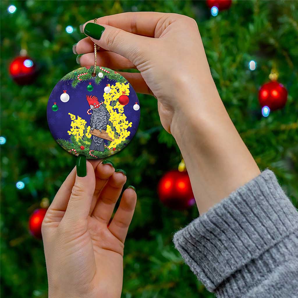 Australia Gang-gang Cockatoo Christmas Ceramic Ornament Callocephalon Fimbriatum Golden Wattle Blue - Aussie Hoodie