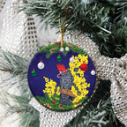 Australia Gang-gang Cockatoo Christmas Ceramic Ornament Callocephalon Fimbriatum Golden Wattle Blue - Aussie Hoodie