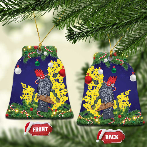 Australia Gang-gang Cockatoo Christmas Ceramic Ornament Callocephalon Fimbriatum Golden Wattle Blue - Aussie Hoodie