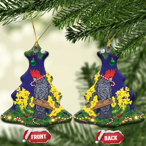 Australia Gang-gang Cockatoo Christmas Ceramic Ornament Callocephalon Fimbriatum Golden Wattle Blue - Aussie Hoodie