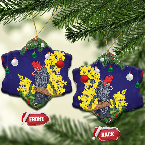 Australia Gang-gang Cockatoo Christmas Ceramic Ornament Callocephalon Fimbriatum Golden Wattle Blue - Aussie Hoodie