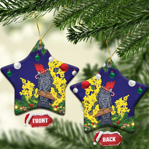 Australia Gang-gang Cockatoo Christmas Ceramic Ornament Callocephalon Fimbriatum Golden Wattle Blue - Aussie Hoodie