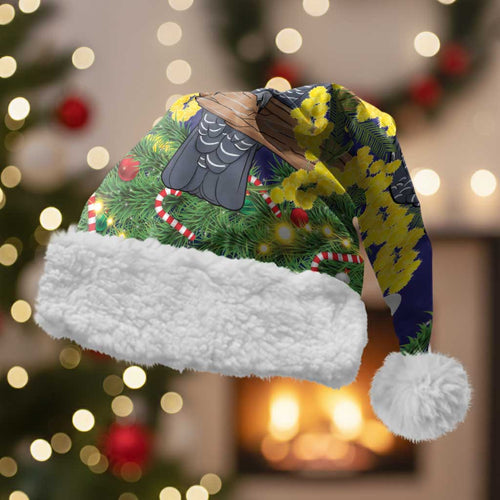 Australia Gang-gang Cockatoo Christmas Santa Hat Callocephalon Fimbriatum Golden Wattle Blue - Aussie Hoodie