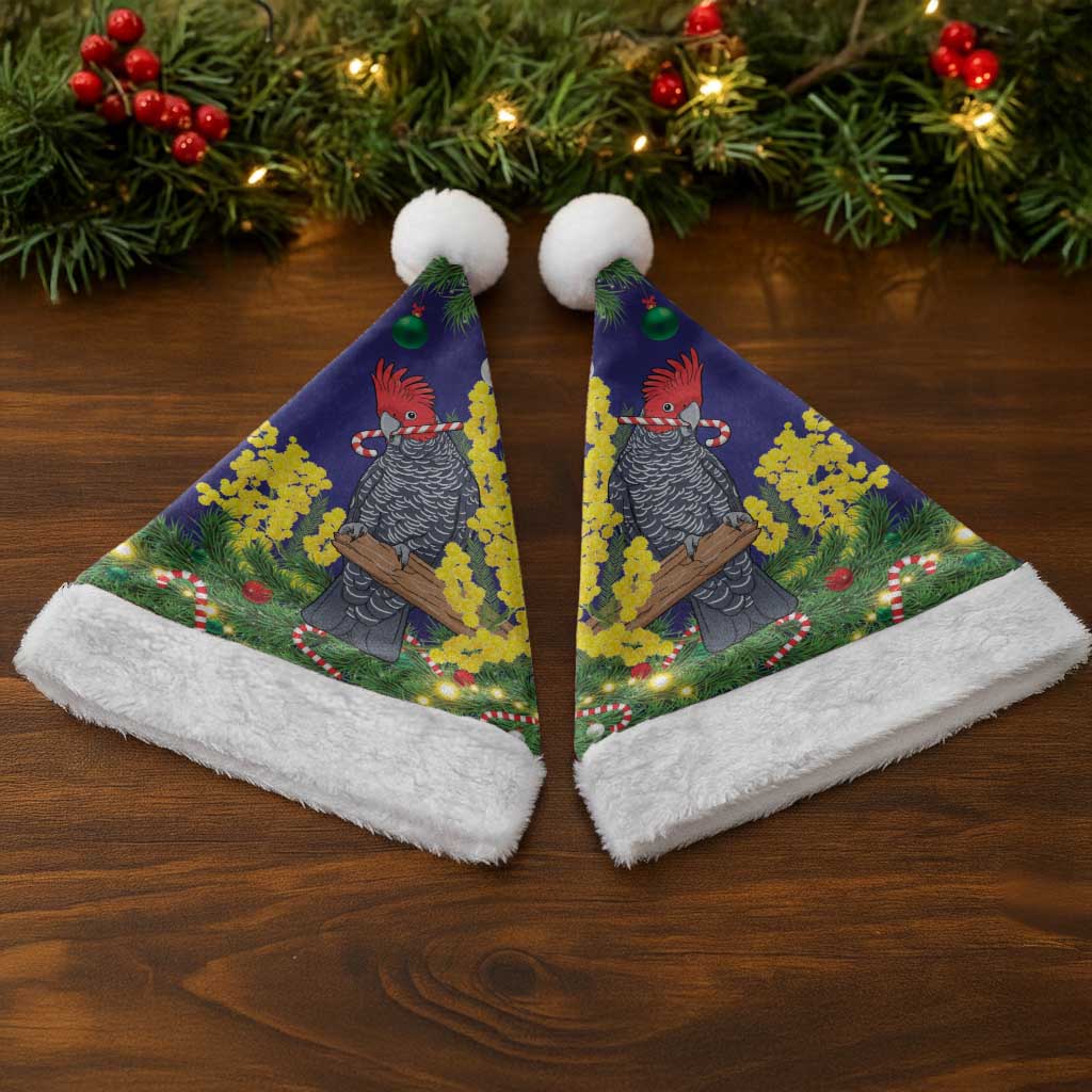 Australia Gang-gang Cockatoo Christmas Santa Hat Callocephalon Fimbriatum Golden Wattle Blue - Aussie Hoodie