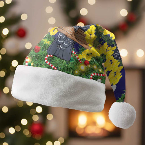 Australia Gang-gang Cockatoo Christmas Santa Hat Callocephalon Fimbriatum Golden Wattle Blue - Aussie Hoodie