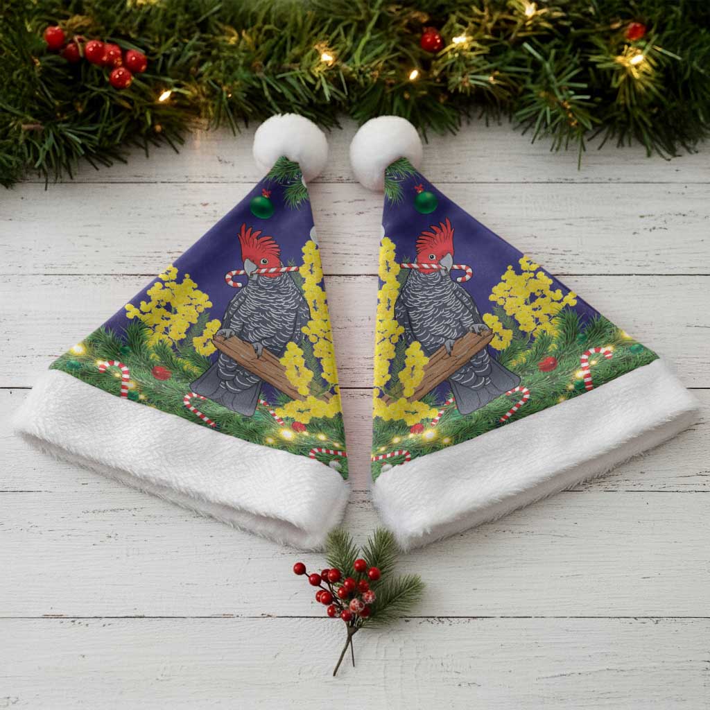 Australia Gang-gang Cockatoo Christmas Santa Hat Callocephalon Fimbriatum Golden Wattle Blue - Aussie Hoodie