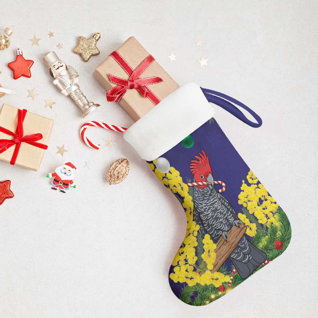 Australia Gang-gang Cockatoo Christmas Stocking Callocephalon Fimbriatum Golden Wattle Blue - Aussie Hoodie