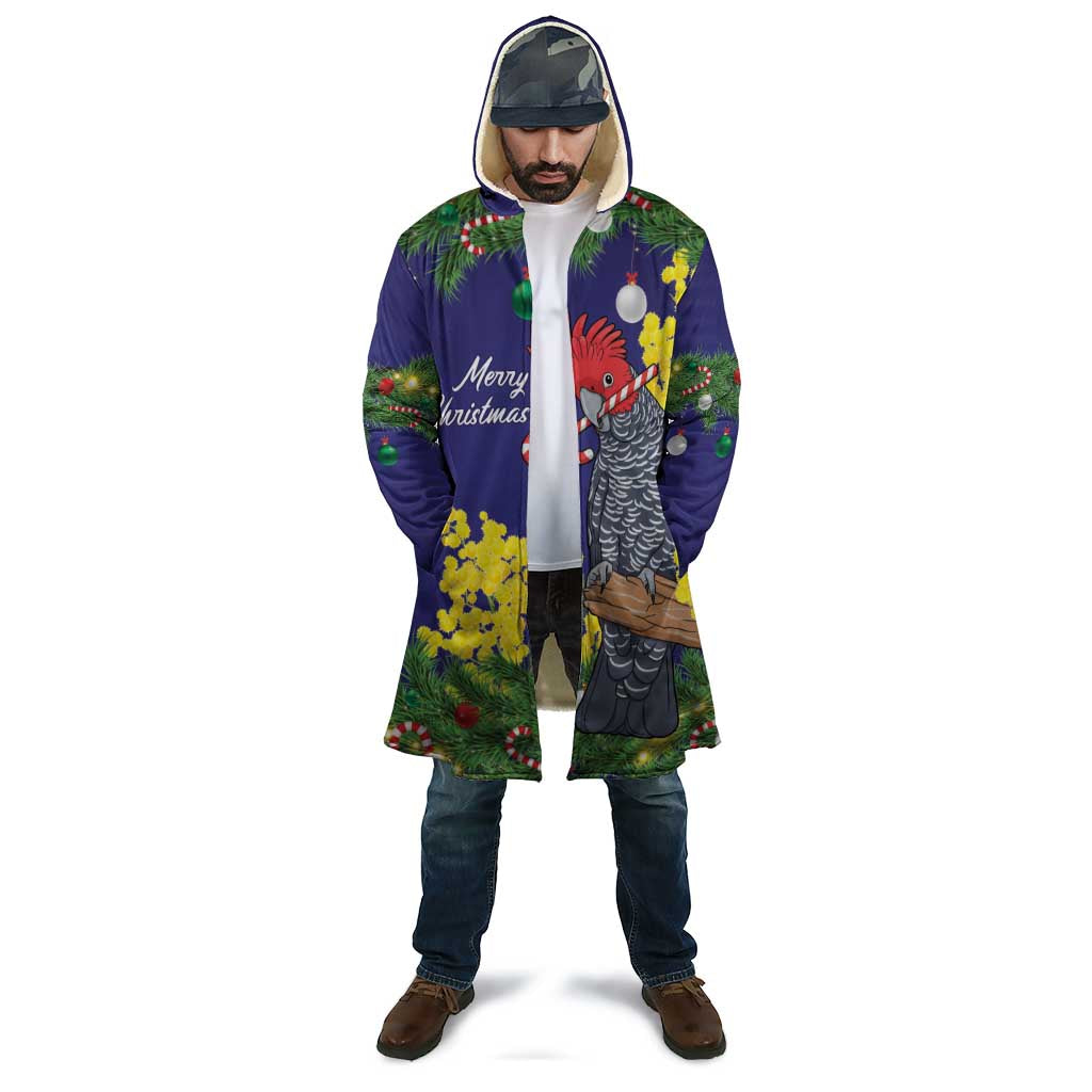 Australia Gang-gang Cockatoo Christmas Cloak Callocephalon Fimbriatum Golden Wattle Blue - Aussie Hoodie