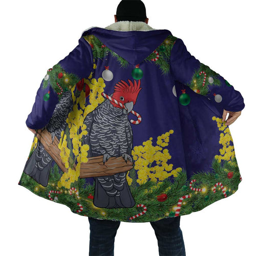 Australia Gang-gang Cockatoo Christmas Cloak Callocephalon Fimbriatum Golden Wattle Blue - Aussie Hoodie