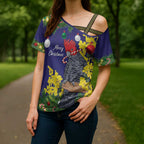Australia Gang-gang Cockatoo Christmas Cross Shoulder Shirt Callocephalon Fimbriatum Golden Wattle Blue - Aussie Hoodie