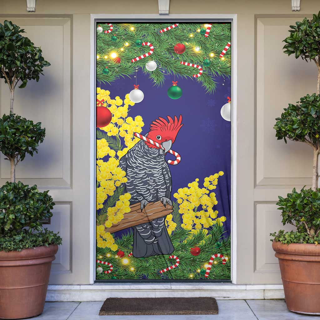 Australia Gang-gang Cockatoo Christmas Door Cover Callocephalon Fimbriatum Golden Wattle Blue - Aussie Hoodie
