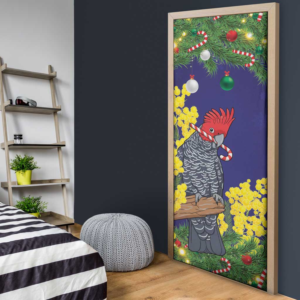 Australia Gang-gang Cockatoo Christmas Door Cover Callocephalon Fimbriatum Golden Wattle Blue - Aussie Hoodie