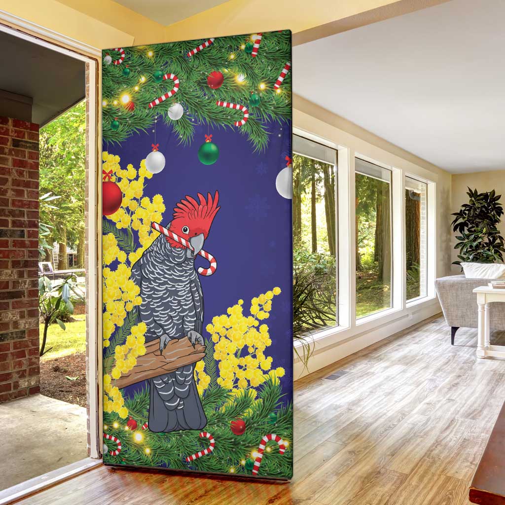 Australia Gang-gang Cockatoo Christmas Door Cover Callocephalon Fimbriatum Golden Wattle Blue - Aussie Hoodie