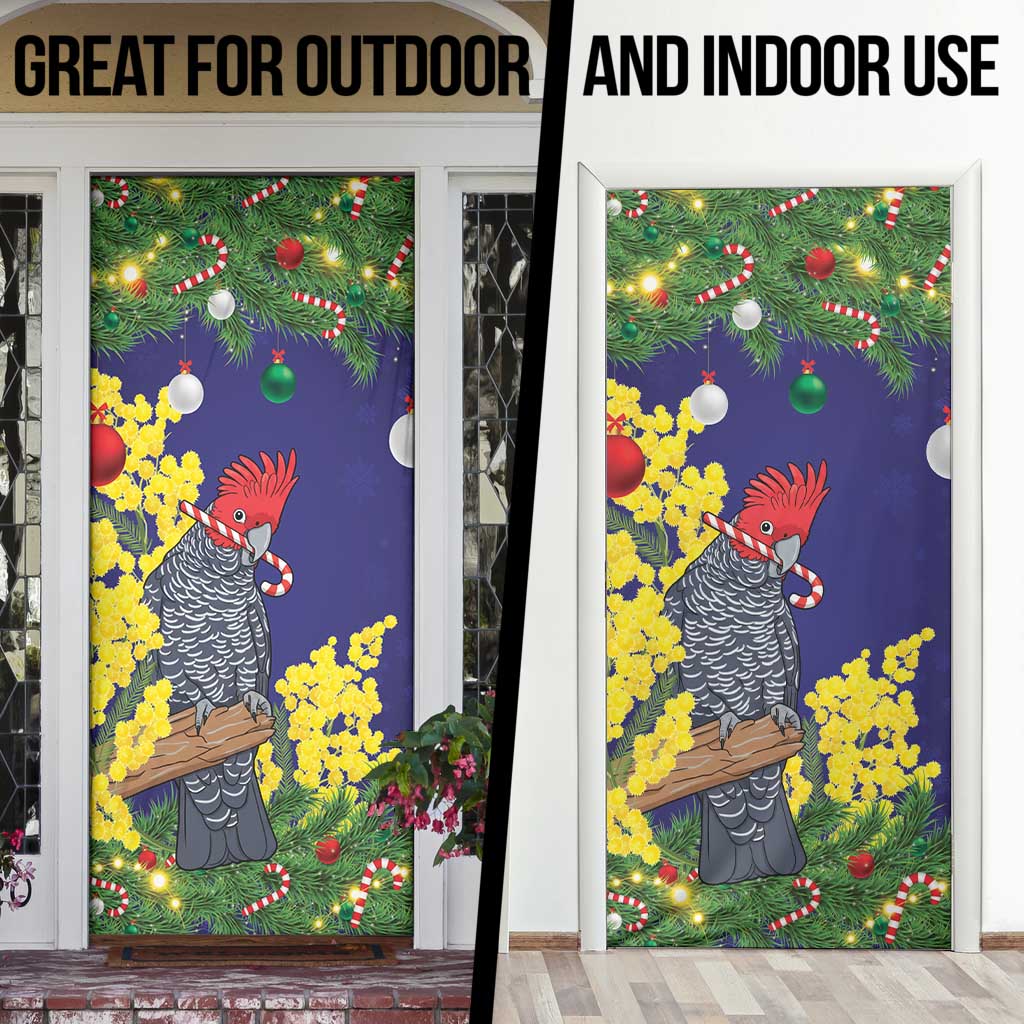 Australia Gang-gang Cockatoo Christmas Door Cover Callocephalon Fimbriatum Golden Wattle Blue - Aussie Hoodie
