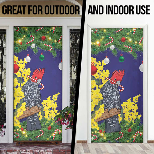 Australia Gang-gang Cockatoo Christmas Door Cover Callocephalon Fimbriatum Golden Wattle Blue - Aussie Hoodie