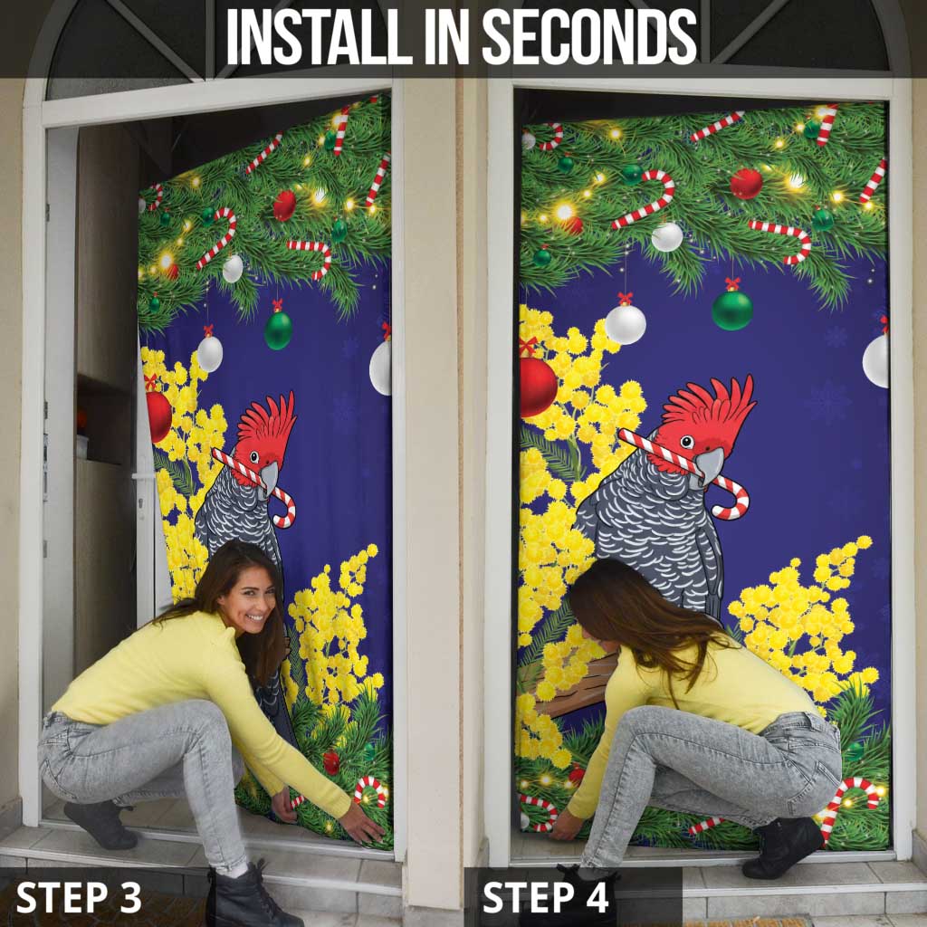 Australia Gang-gang Cockatoo Christmas Door Cover Callocephalon Fimbriatum Golden Wattle Blue - Aussie Hoodie