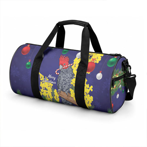 Australia Gang-gang Cockatoo Christmas Duffle Bag Callocephalon Fimbriatum Golden Wattle Blue