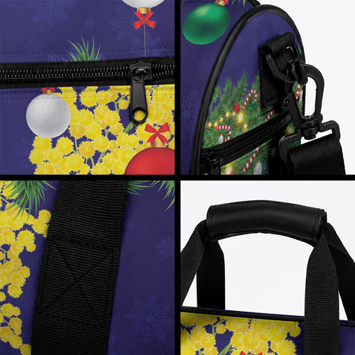 Australia Gang-gang Cockatoo Christmas Duffle Bag Callocephalon Fimbriatum Golden Wattle Blue