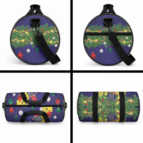 Australia Gang-gang Cockatoo Christmas Duffle Bag Callocephalon Fimbriatum Golden Wattle Blue