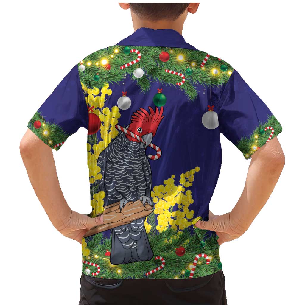 Australia Gang-gang Cockatoo Christmas Family Matching Mermaid Dress and Hawaiian Shirt Callocephalon Fimbriatum Golden Wattle Blue - Aussie Hoodie
