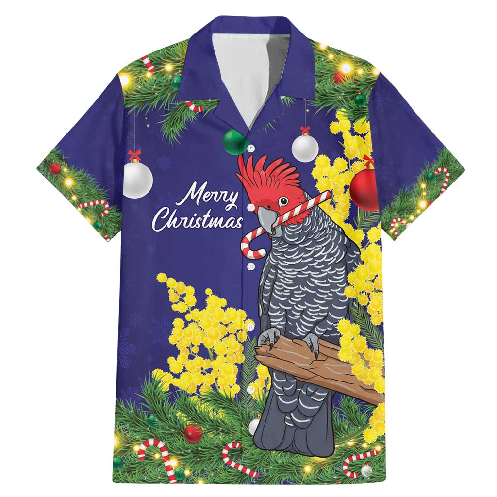 Australia Gang-gang Cockatoo Christmas Family Matching Mermaid Dress and Hawaiian Shirt Callocephalon Fimbriatum Golden Wattle Blue - Aussie Hoodie