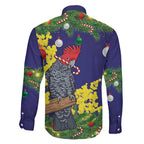 Australia Gang-gang Cockatoo Christmas Family Matching Mermaid Dress and Hawaiian Shirt Callocephalon Fimbriatum Golden Wattle Blue - Aussie Hoodie