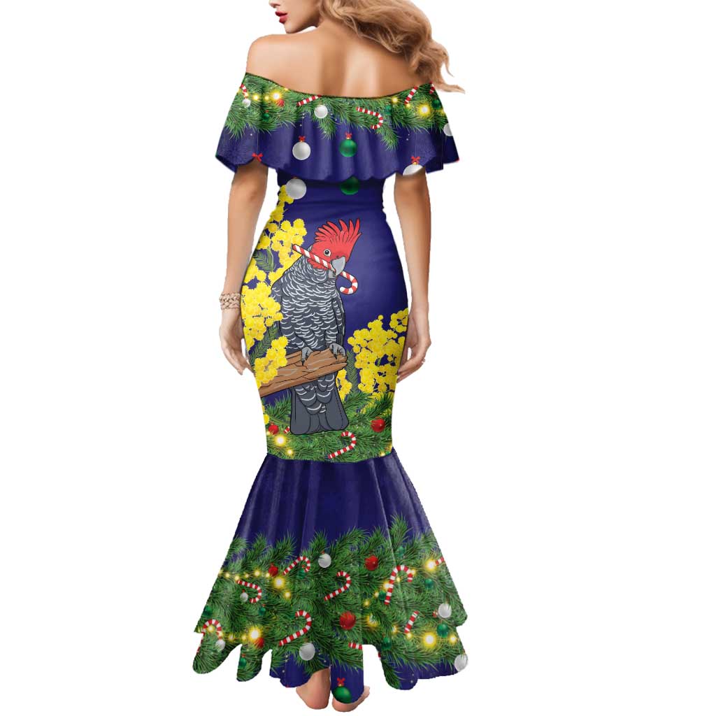 Australia Gang-gang Cockatoo Christmas Family Matching Mermaid Dress and Hawaiian Shirt Callocephalon Fimbriatum Golden Wattle Blue - Aussie Hoodie