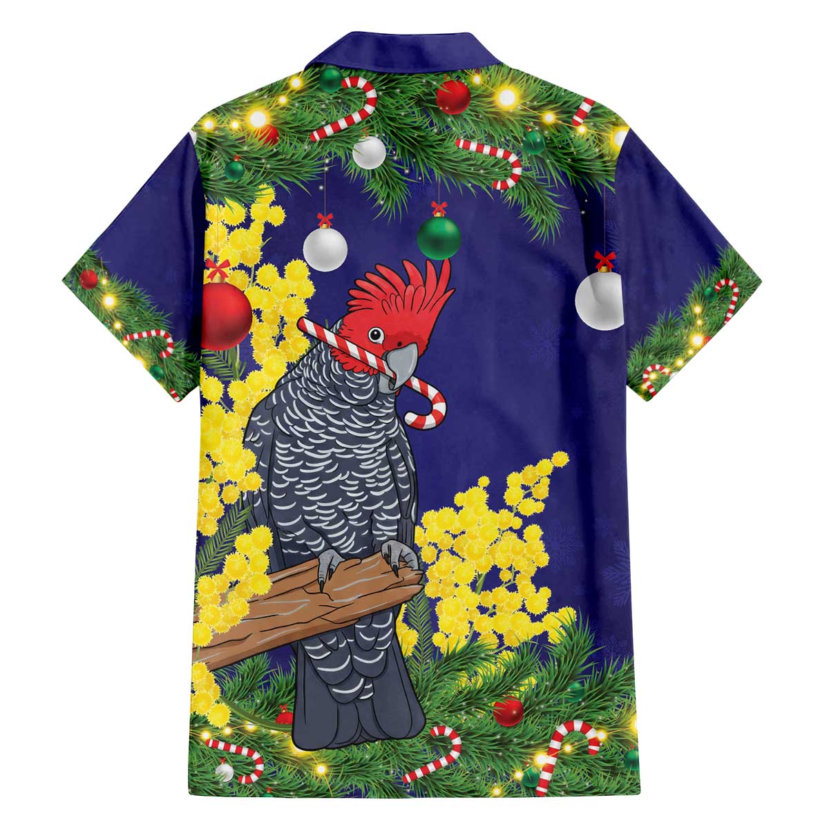 Australia Gang-gang Cockatoo Christmas Family Matching Off The Shoulder Long Sleeve Dress and Hawaiian Shirt Callocephalon Fimbriatum Golden Wattle Blue - Aussie Hoodie