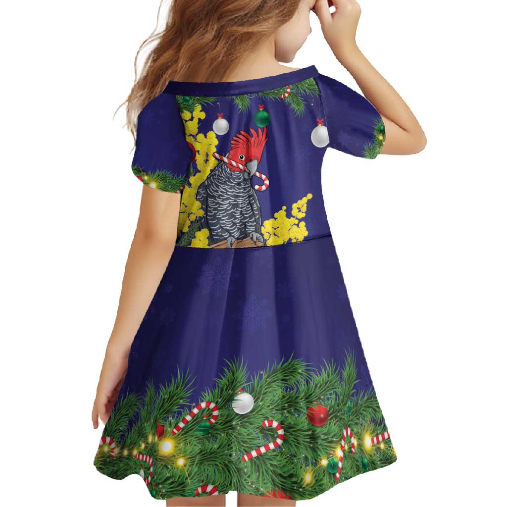 Australia Gang-gang Cockatoo Christmas Family Matching Short Sleeve Bodycon Dress and Hawaiian Shirt Callocephalon Fimbriatum Golden Wattle Blue - Aussie Hoodie