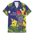 Australia Gang-gang Cockatoo Christmas Family Matching Short Sleeve Bodycon Dress and Hawaiian Shirt Callocephalon Fimbriatum Golden Wattle Blue - Aussie Hoodie