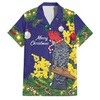 Australia Gang-gang Cockatoo Christmas Family Matching Summer Maxi Dress and Hawaiian Shirt Callocephalon Fimbriatum Golden Wattle Blue - Aussie Hoodie