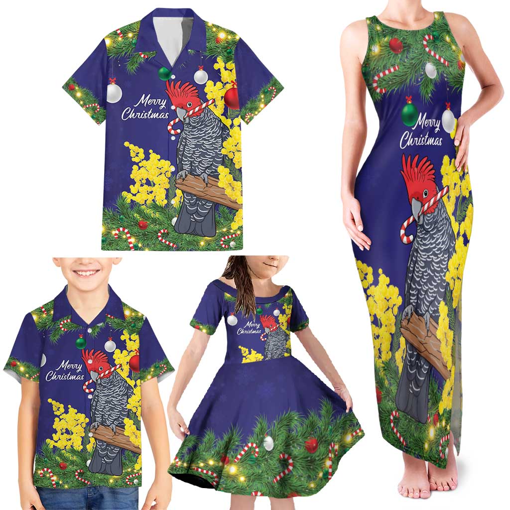Australia Gang-gang Cockatoo Christmas Family Matching Tank Maxi Dress and Hawaiian Shirt Callocephalon Fimbriatum Golden Wattle Blue - Aussie Hoodie