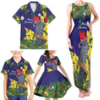 Australia Gang-gang Cockatoo Christmas Family Matching Tank Maxi Dress and Hawaiian Shirt Callocephalon Fimbriatum Golden Wattle Blue - Aussie Hoodie