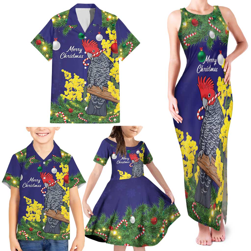 Australia Gang-gang Cockatoo Christmas Family Matching Tank Maxi Dress and Hawaiian Shirt Callocephalon Fimbriatum Golden Wattle Blue - Aussie Hoodie