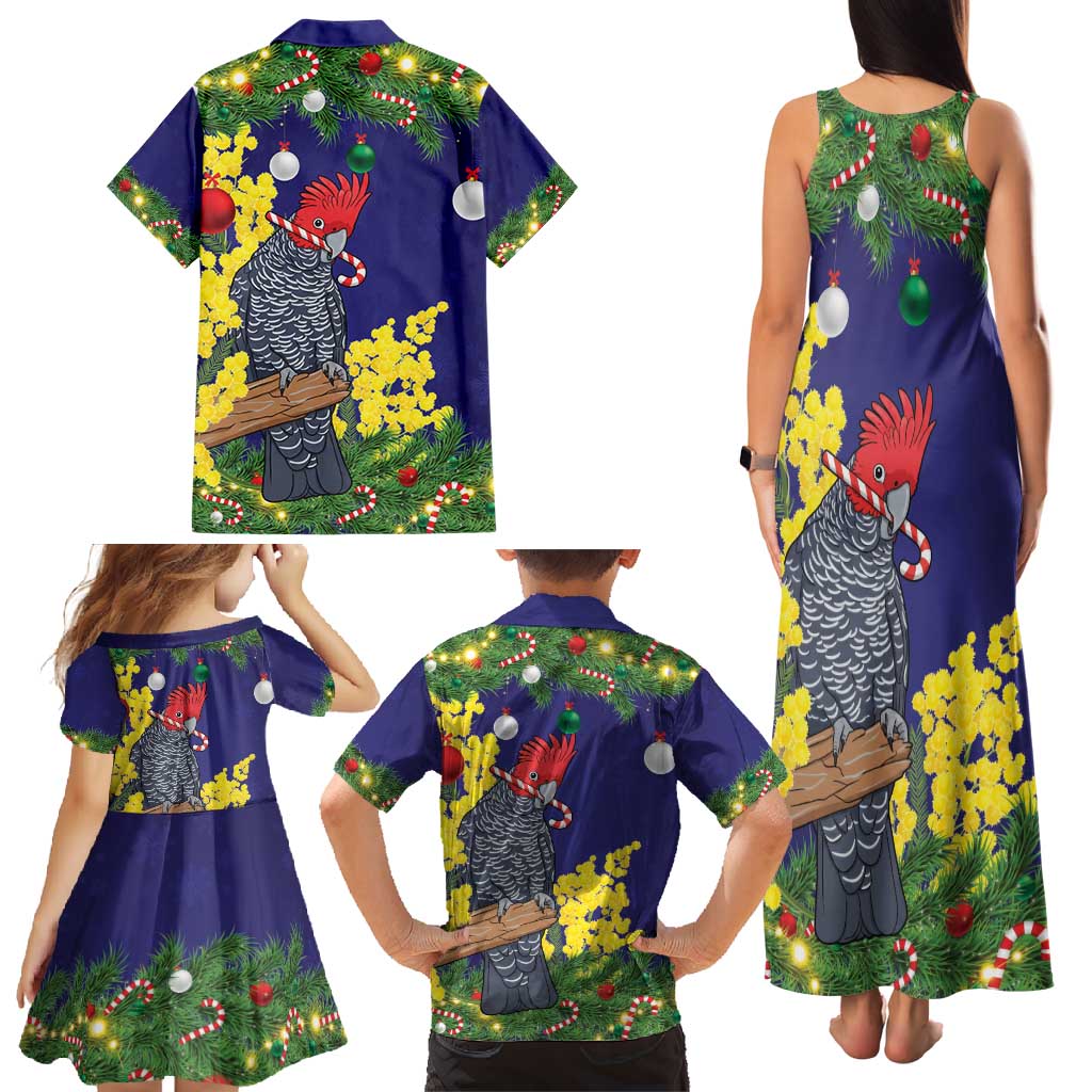 Australia Gang-gang Cockatoo Christmas Family Matching Tank Maxi Dress and Hawaiian Shirt Callocephalon Fimbriatum Golden Wattle Blue - Aussie Hoodie