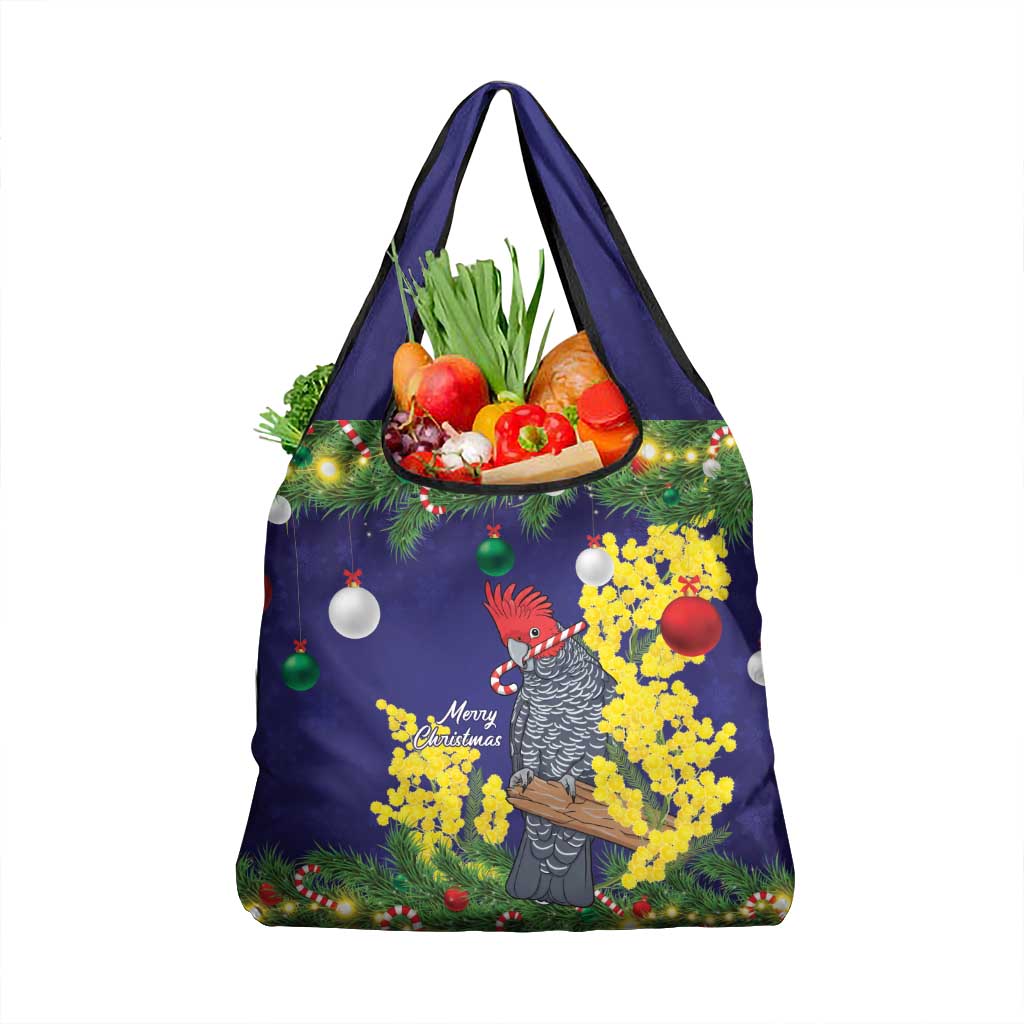 Australia Gang-gang Cockatoo Christmas Grocery Bag Callocephalon Fimbriatum Golden Wattle Blue - Aussie Hoodie