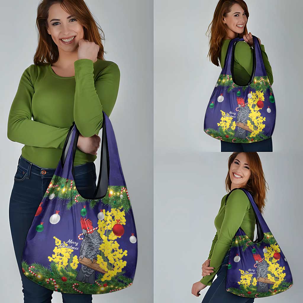Australia Gang-gang Cockatoo Christmas Grocery Bag Callocephalon Fimbriatum Golden Wattle Blue - Aussie Hoodie