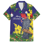 Australia Gang-gang Cockatoo Christmas Hawaiian Shirt Callocephalon Fimbriatum Golden Wattle Blue - Aussie Hoodie