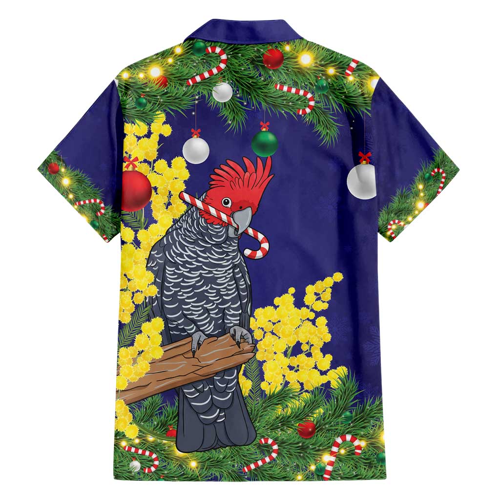 Australia Gang-gang Cockatoo Christmas Hawaiian Shirt Callocephalon Fimbriatum Golden Wattle Blue - Aussie Hoodie