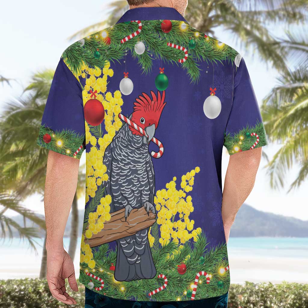 Australia Gang-gang Cockatoo Christmas Hawaiian Shirt Callocephalon Fimbriatum Golden Wattle Blue - Aussie Hoodie