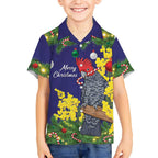 Australia Gang-gang Cockatoo Christmas Hawaiian Shirt Callocephalon Fimbriatum Golden Wattle Blue - Aussie Hoodie