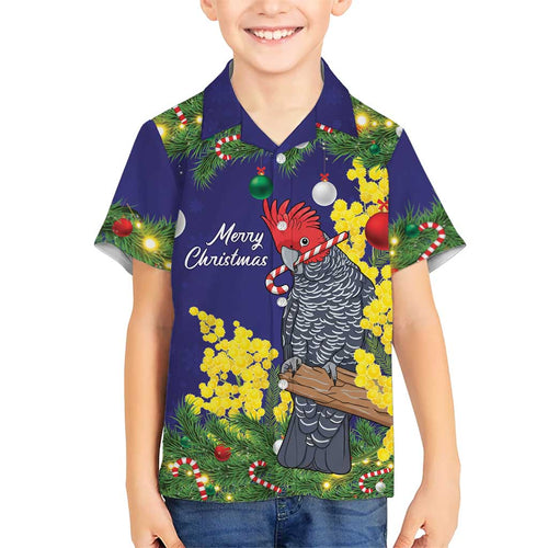 Australia Gang-gang Cockatoo Christmas Hawaiian Shirt Callocephalon Fimbriatum Golden Wattle Blue - Aussie Hoodie