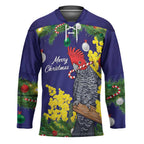 Australia Gang-gang Cockatoo Christmas Hockey Jersey Callocephalon Fimbriatum Golden Wattle Blue - Aussie Hoodie