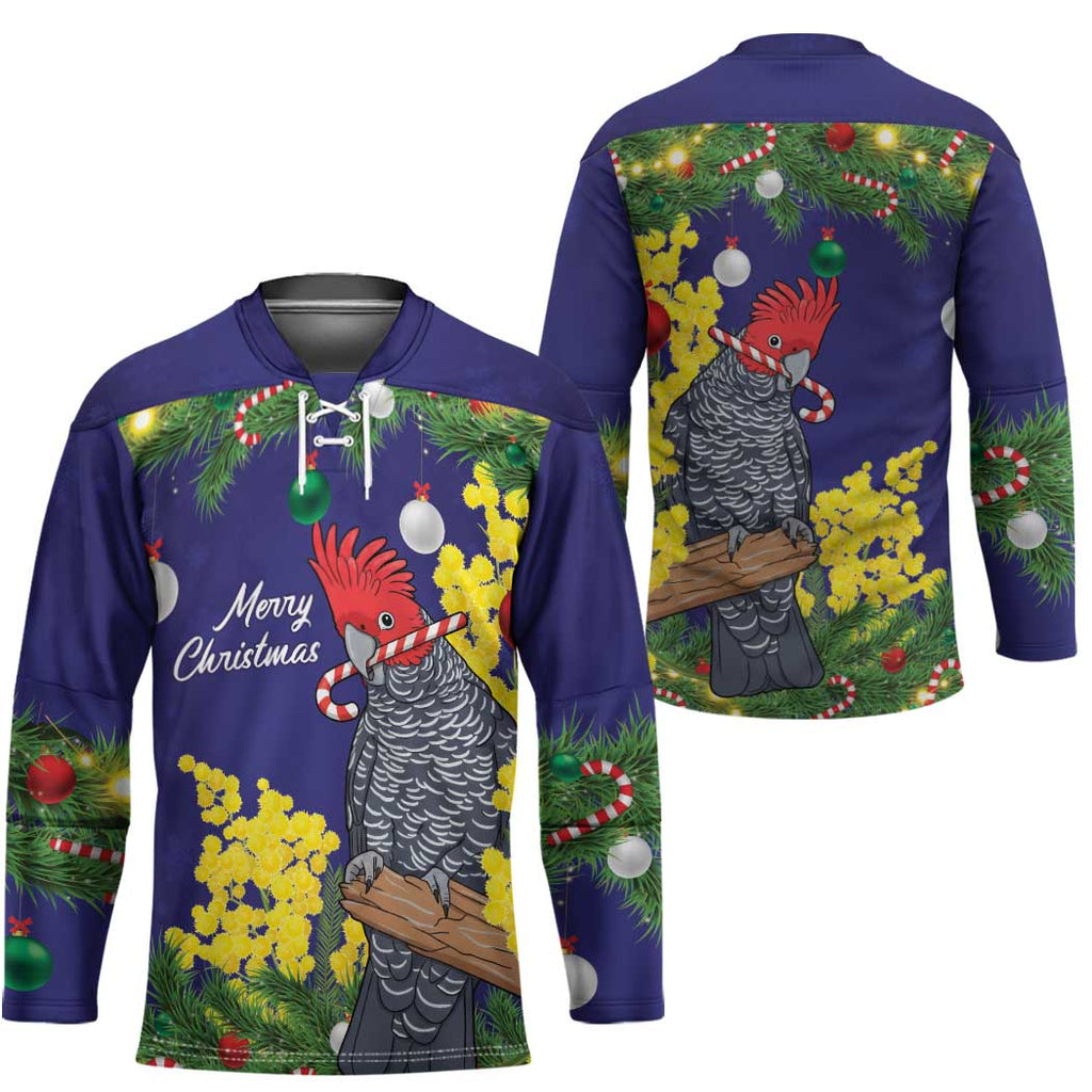 Australia Gang-gang Cockatoo Christmas Hockey Jersey Callocephalon Fimbriatum Golden Wattle Blue - Aussie Hoodie