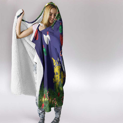 Australia Gang-gang Cockatoo Christmas Hooded Blanket Callocephalon Fimbriatum Golden Wattle Blue - Aussie Hoodie