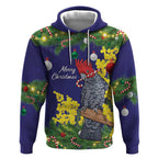 Australia Gang-gang Cockatoo Christmas Hoodie Callocephalon Fimbriatum Golden Wattle Blue - Aussie Hoodie